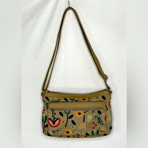 Relic‎ By Fossil Evie Crossbody Handbag Tan Floral Zip Closure Boho